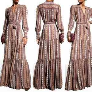 Veronica Beard Maidens Satin Tiered Belted Maxi size 00